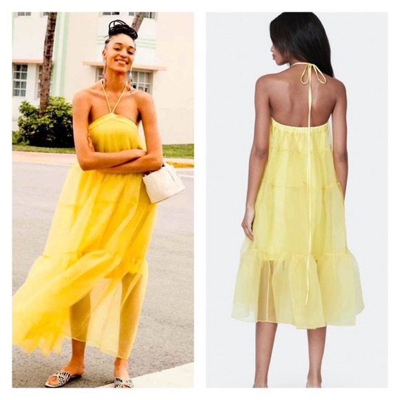 STAUD Dresses & Skirts - STAUD Mila Organza Dress M Yellow